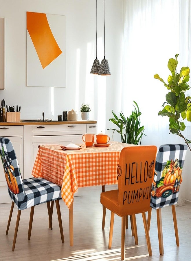 yrhsnclsdg 6 Pcs Fall Chair Covers for Dining Room, Thanksgiving Stretch Removable Dining Chair Cover Set of 6, Autumn Pumpkin Truck Chair Slipcovers Seat Protector for Fall Restaurant Decor - Image 3